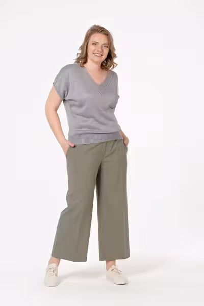 Брюки палаццо льняные с поясом на резинке широкие прямые