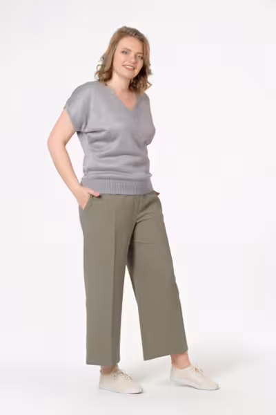 Брюки палаццо льняные с поясом на резинке широкие прямые