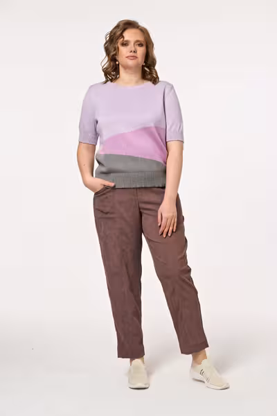 Брюки бананы коричневые свободного кроя с поясом резинкой