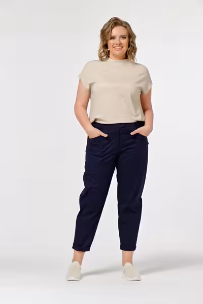 Брюки бананы женские свободные с резинкой на поясе