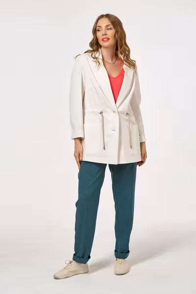 Брюки зауженные льняные со стрелками и высокой посадкой