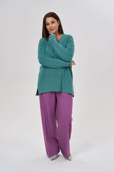 Брюки женские прямые классические с высокой посадкой и стрелками