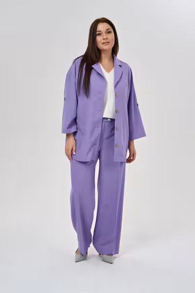 Широкие брюки прямого силуэта с резинкой на поясе