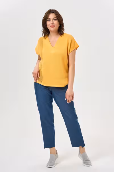 Брюки прямые с лампасами высокая посадка джинсовые