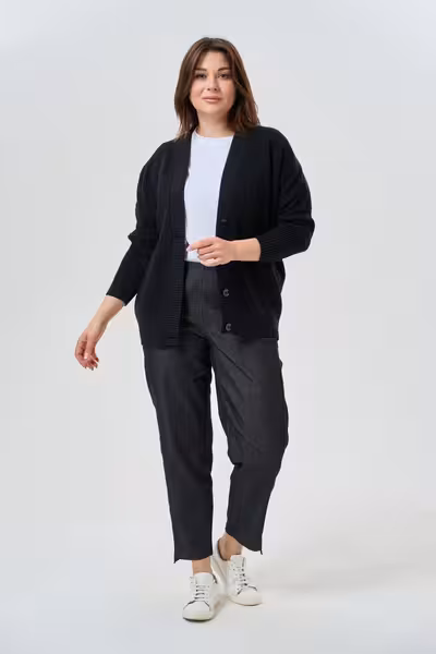 Прямые брюки с лампасами высокая посадка джинсовая ткань