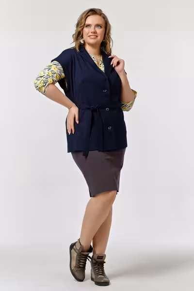 Юбка зауженная трикотажная ниже колена классическая складки