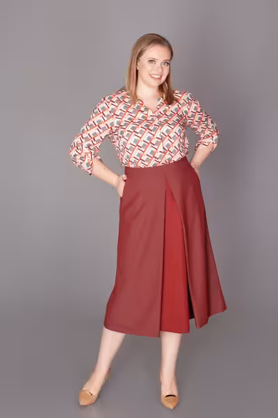 Юбка миди с запахом бордовая для офиса и свиданий