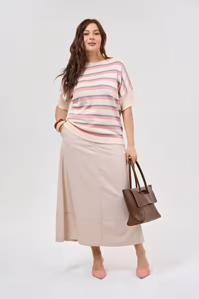 Юбка миди с карманами А-силуэт больших размеров