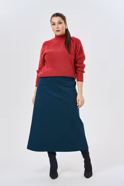 Юбка миди расклешенная с высокой посадкой и карманами