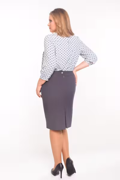 Юбка карандаш костюмная серая мокрый асфальт