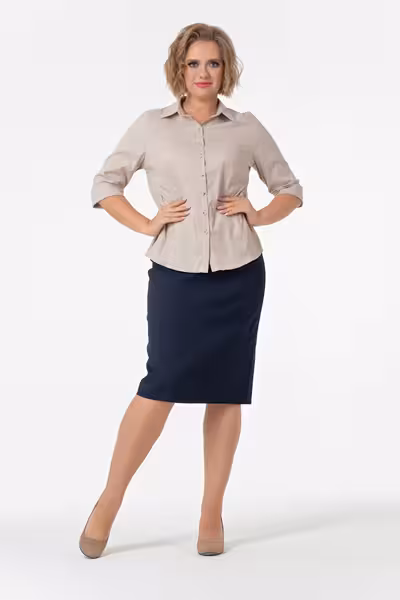 Юбка карандаш темно-синяя с разрезом на подкладке