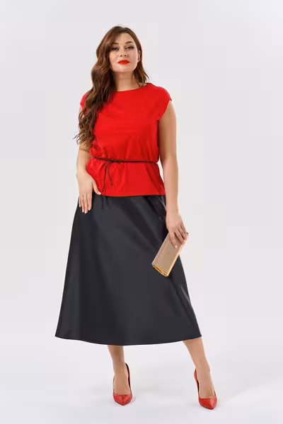 Юбка макси А-силуэта на резинке черная длинная женская