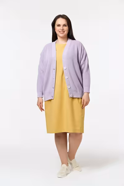 Удлиненный жакет из хлопка крупной вязки трикотажный