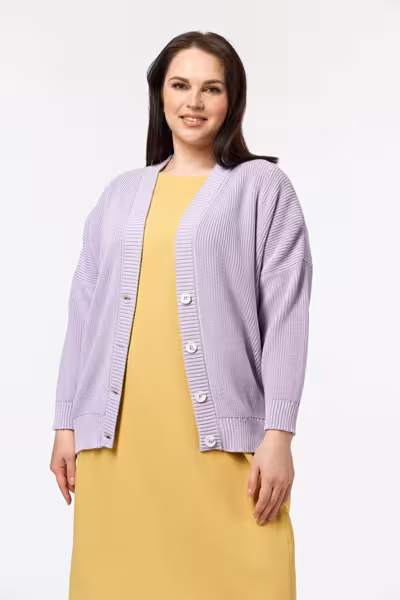 Удлиненный жакет из хлопка крупной вязки трикотажный