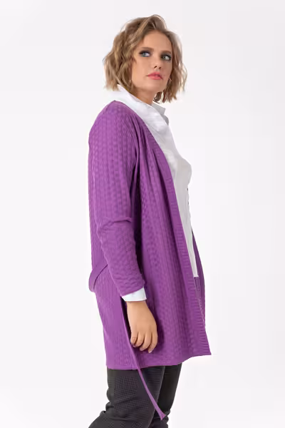 Длинный кардиган с поясом трикотажный вязаный женский