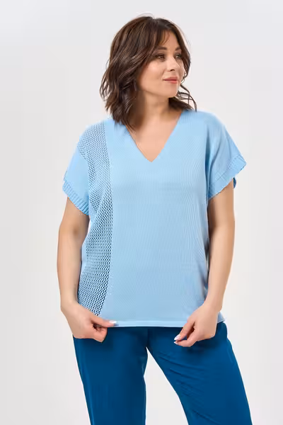 Вязаный джемпер с V-вырезом прямого силуэта из хлопка