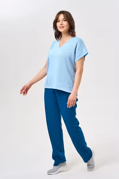 Вязаный джемпер с V-вырезом прямого силуэта из хлопка