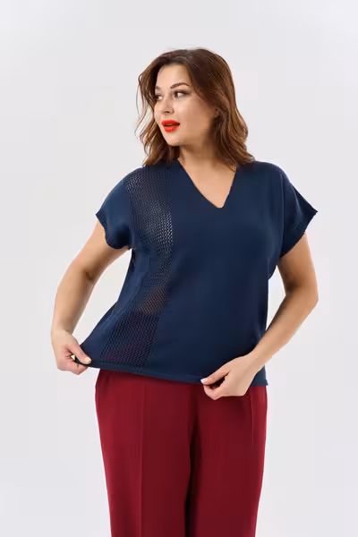 Джемпер вязаный женский с V-вырезом прямого силуэта хлопок