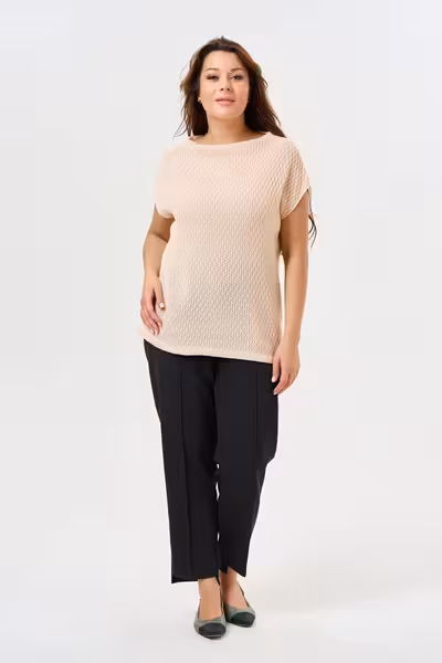 Вязаный джемпер паутинка прямого силуэта с воротником стойкой