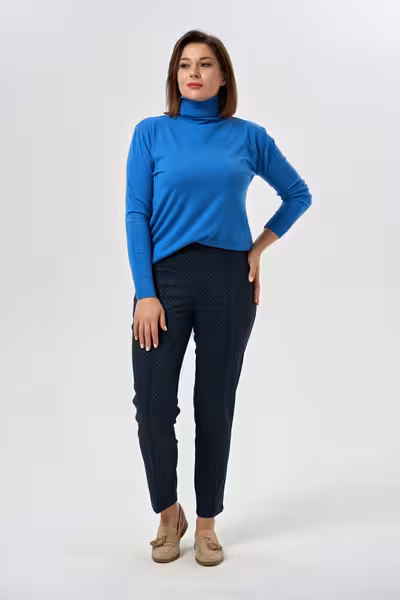 Брюки прямые с высокой посадкой и стрелками из трикотажа