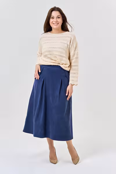 Ажурный джемпер из хлопка с воротом лодочкой натуральный