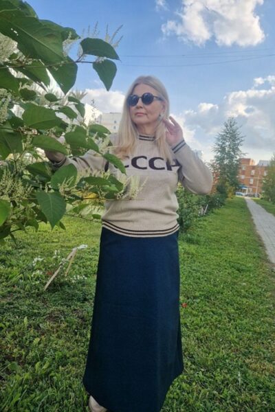 Джемпер с надписью СССР вязаный шерстяной прямой силуэт