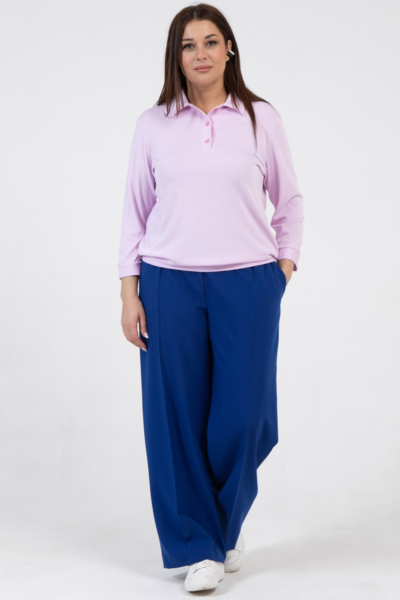 Блузка поло свободного силуэта больших размеров розовая La Diano