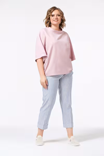 Брюки свободного кроя с поясом на завязках укороченные