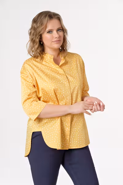 Рубашка женская в горошек свободного кроя из хлопка