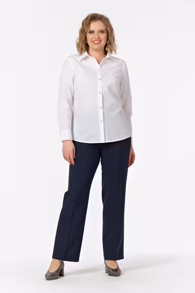Блузка белая классическая с длинным рукавом для офиса