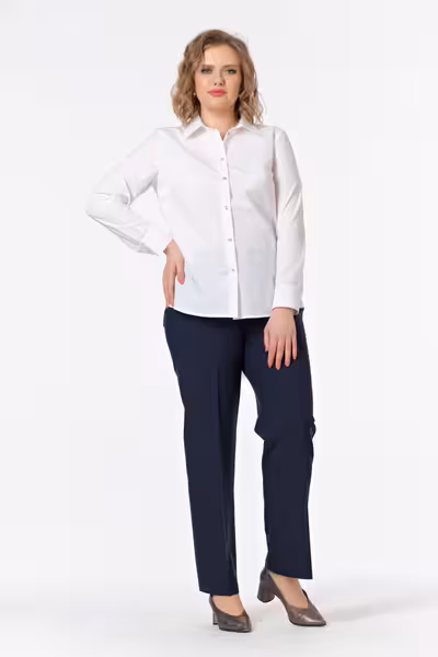 Блузка белая классическая с длинным рукавом для офиса