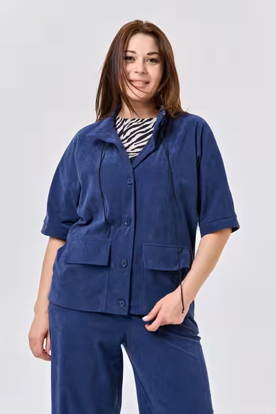 Жакет вельветовый женский прямого силуэта с воротником стойкой