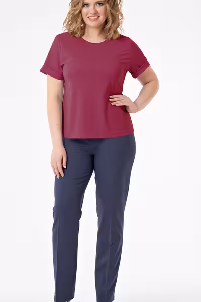 Блузка с коротким рукавом прямого силуэта из трикотажа