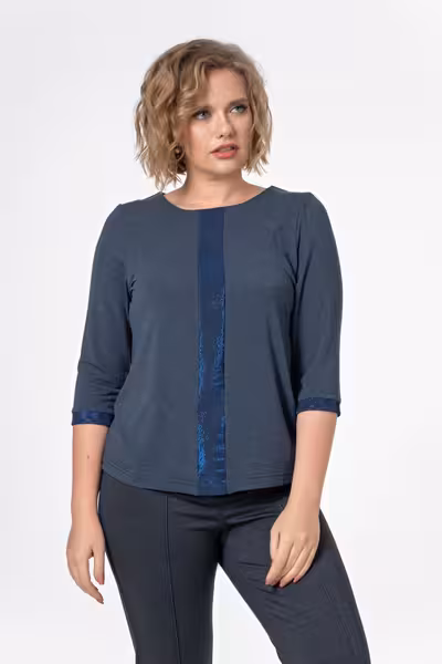 Джемпер женский с декоративной вставкой трикотажный