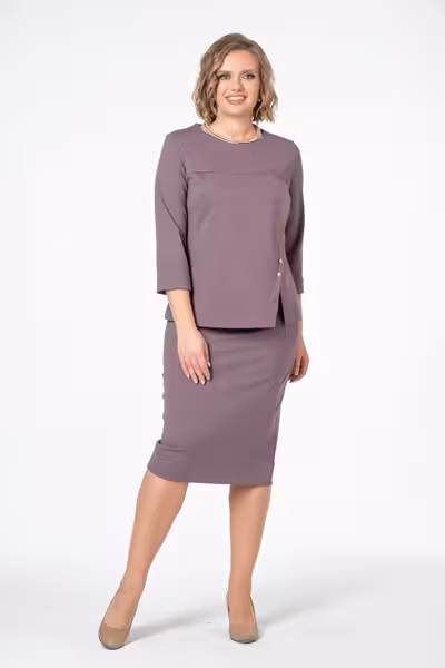 Джемпер лиловый с декоративными пуговицами и складкой