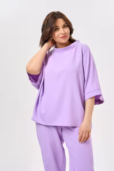 Блузка широкого кроя с рукавами три четверти из хлопка