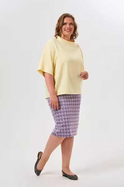 Блузка свободного кроя с рукавами 3/4 из хлопка