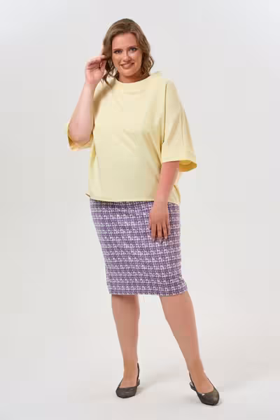 Блузка свободного кроя с рукавами 3/4 из хлопка