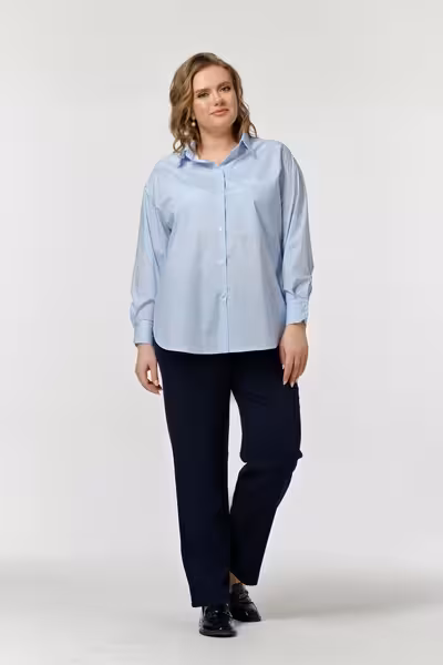 Блузка свободного силуэта с длинным рукавом для офиса