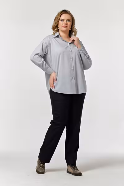 Блузка свободного силуэта с длинным рукавом полосатая