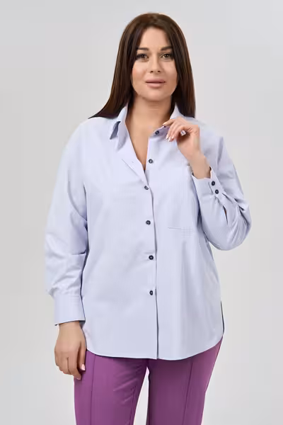 Блузка свободная с длинным рукавом и фигурным низом