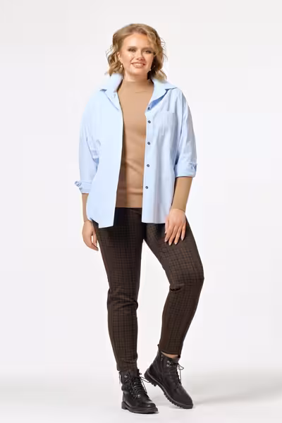 Блузка свободного силуэта с длинным рукавом из хлопка