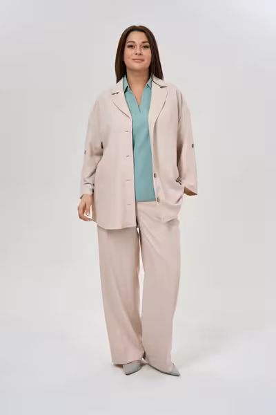 Льняной жакет прямого кроя с укороченными рукавами