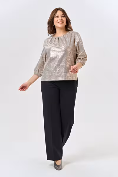 Блузка прямая с мерцающим эффектом золотистая на праздник