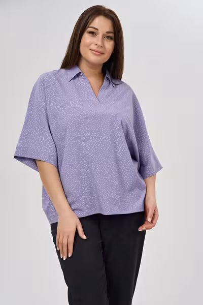 Блузка свободного силуэта с рукавами три четверти