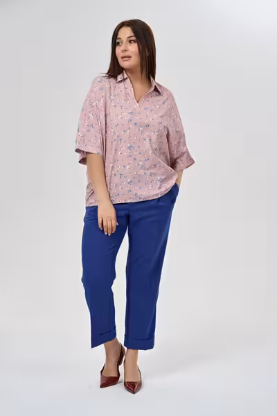 Блузка свободного кроя с рукавами 3/4 женская