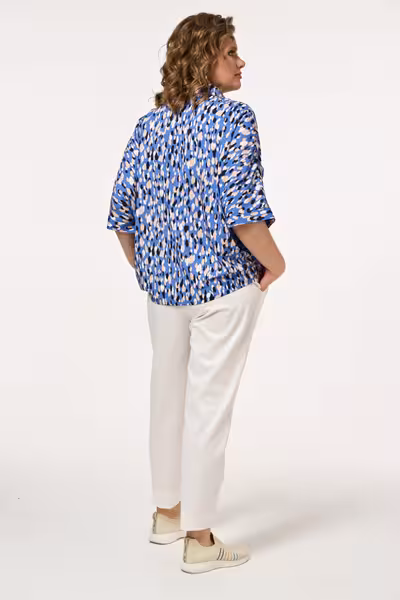 Блузка свободного кроя с рукавами три четверти из льна