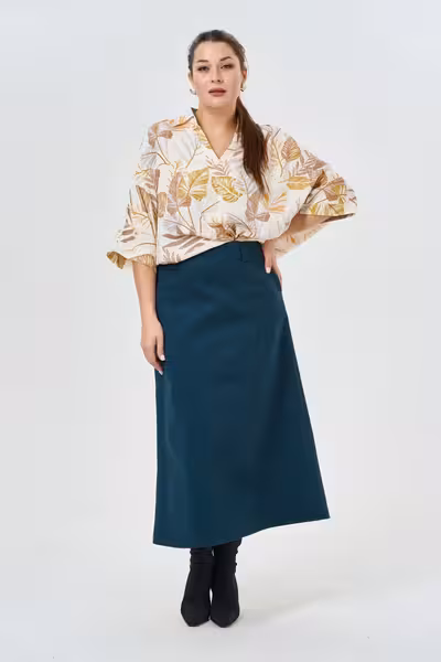 Блузка широкого кроя с растительным принтом свободного силуэта рукав 3/4