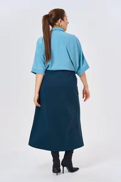 Блузка свободного силуэта с рукавом три четверти в горошек