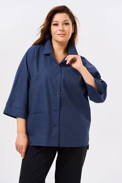 Рубашка женская с рукавом три четверти прямого силуэта